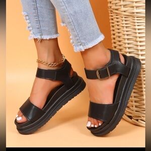 Buckle detail platform sandals